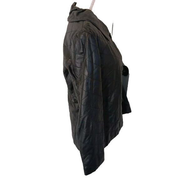 Hillard and Hanson Quilted 100% Leather Jacket Women’s Size S Black Fitted Lined - Picture 4 of 6